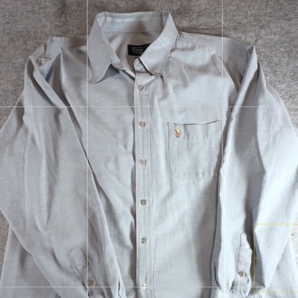 Polo Ralph Lauren Mens XXL Oxford Shirt Blue Grey Cotton Long Sleeve Pony Logo